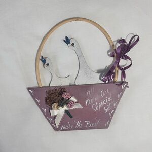 Vintage Collectible Hand Painted Wooden Geese Decor